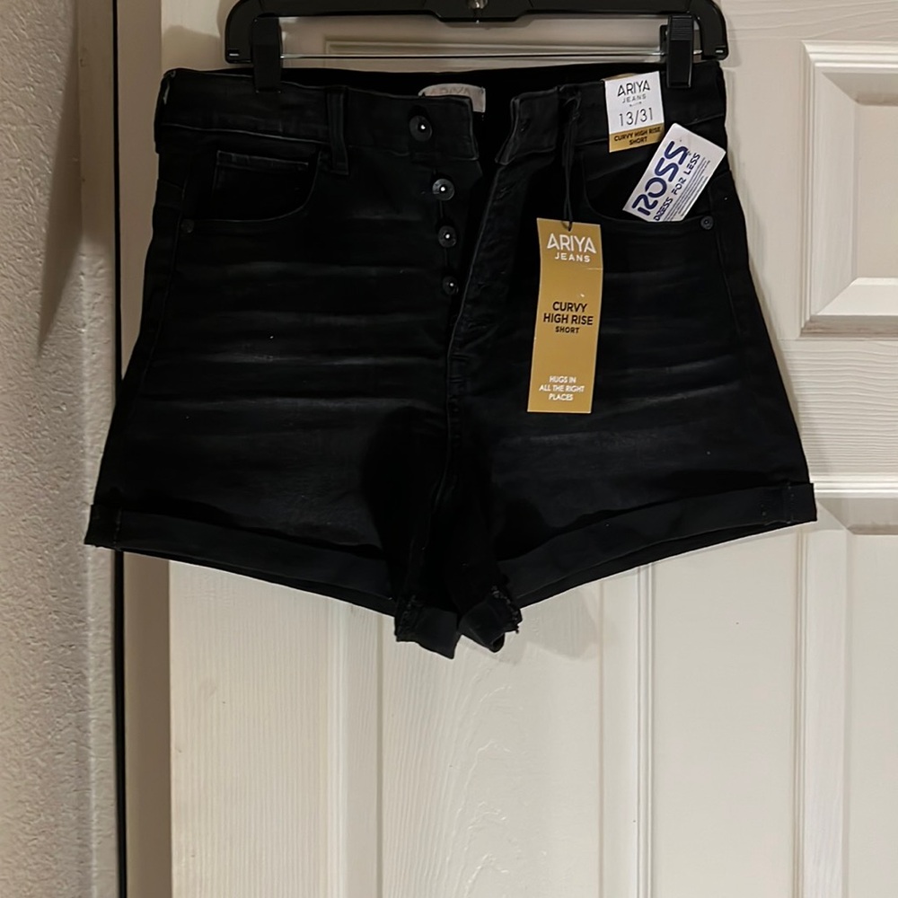 Ariya black high rise denim shorts